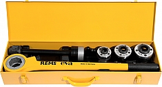 Комплект быстросменных резьбонарезных головок с удлинителем Rems Eva S Set R 1/2"-3/4"-1" с храповым рычагом